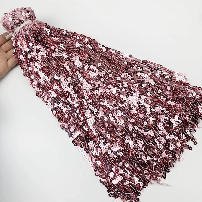 2야드/묶음 40CM 길이 금색 은색 스팽글 레이스 태슬 프린지 커튼 스커트 DIY 웨딩 의류 풀 드레스 액세서리