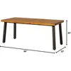 Home Acacia Wood Dining Table 6-Person Indoor Outdoor Table with Iron Legs, Sandblast Finish, Natural Stained, Rustic Met 2