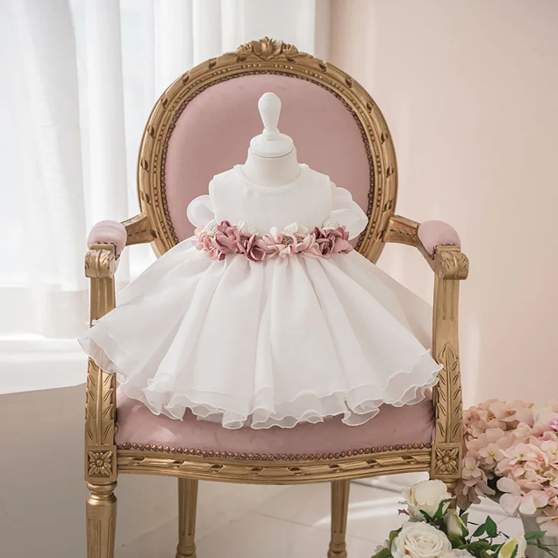 

Newborn Baby Girls Dress for Baptism 1st Birthday Infant Clothes Toddler Christening Tulle Party Ball Gown Flower Girl Dresses