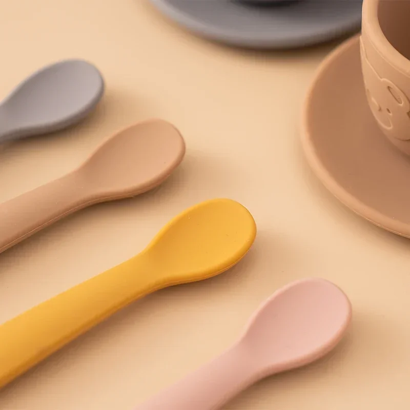 Silicone Tea Party Set for Little Boys Girls Kids Kitchen Accessories Educational Toys Pretend Play Tea Set Pot Cups