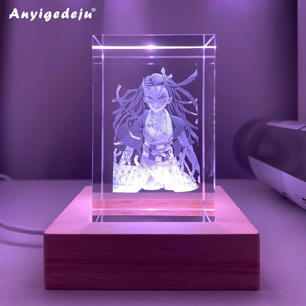 

Demon Slayer Nezuko Led Light Anime for Child Bedroom Decor Night Light Birthday Gift Room Desk K9 Crystal 3d Lamp Kimetsu