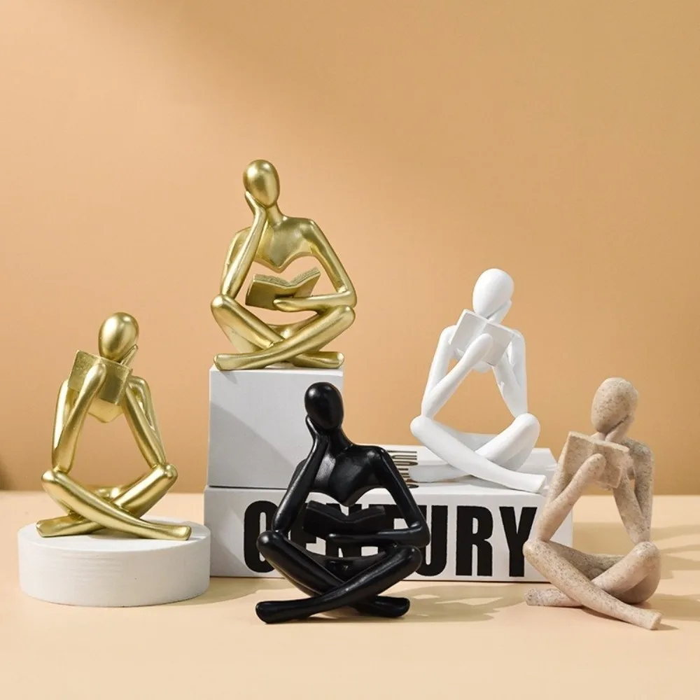 Beige Modern The Thinker Abstract Nordic Style Sculpture - Art Deco Resin Figurine Ornaments