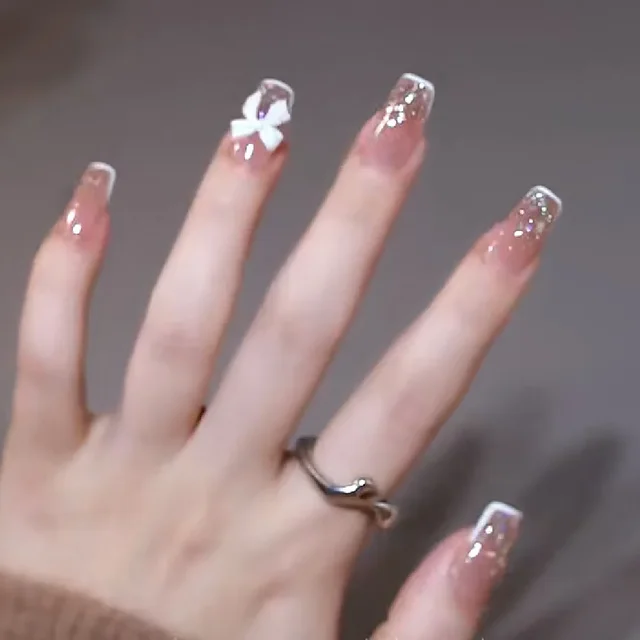 핑크 아크릴 인조 네일, 프레스 온 네일 디자인