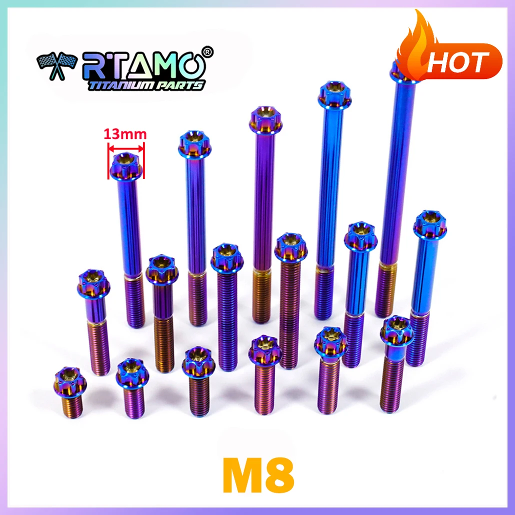 RTAMO Gr5 Titanium Bolt M8x15-120 Torx Head Flange Screw Bolt For Motorcycle Modification 1pc