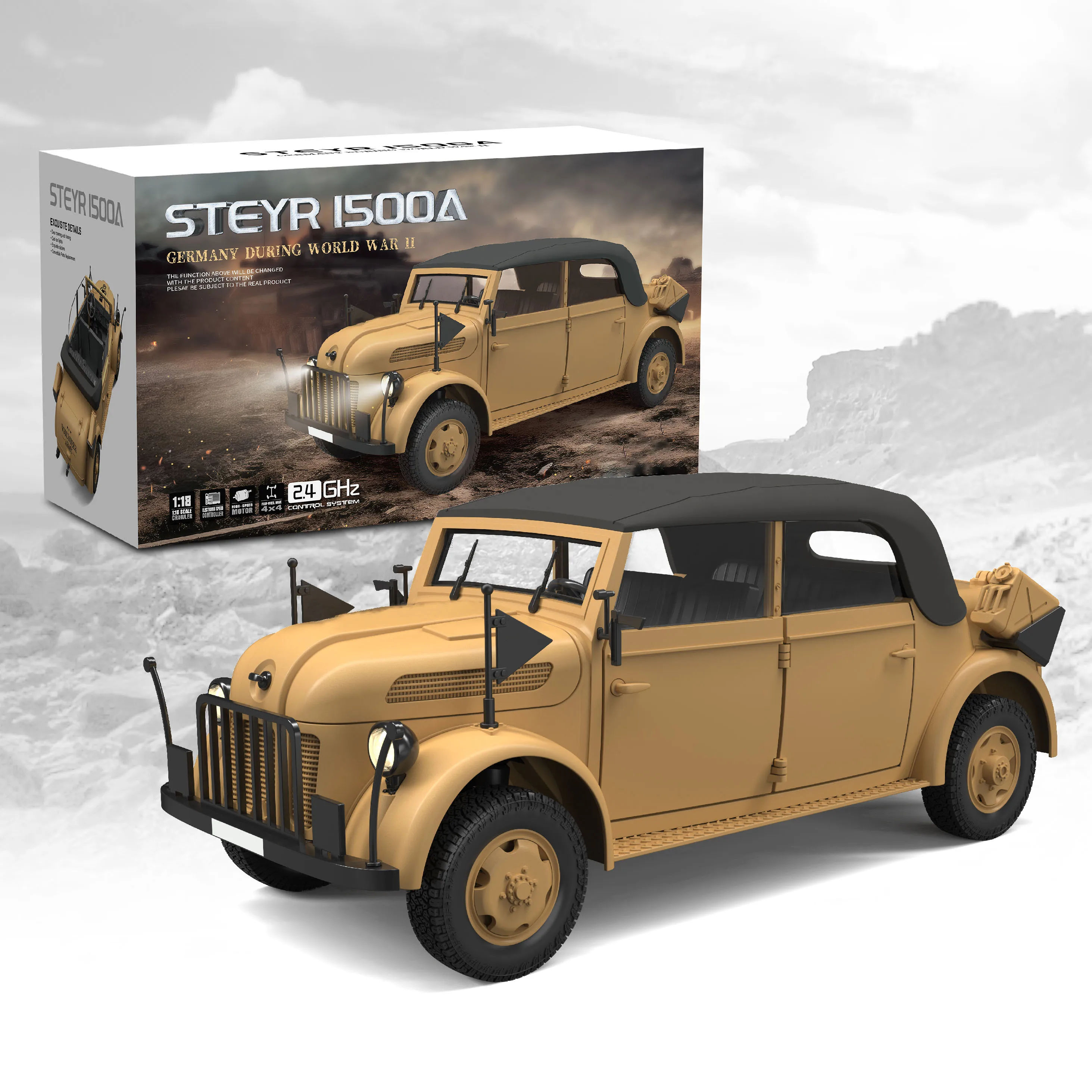 2.4G HG 1/18 RC Off-road Vehicles 4x4 Remote Control Command Vehicle Model with Smoke Unit and Light Sound Set RC Toy TH23880 3