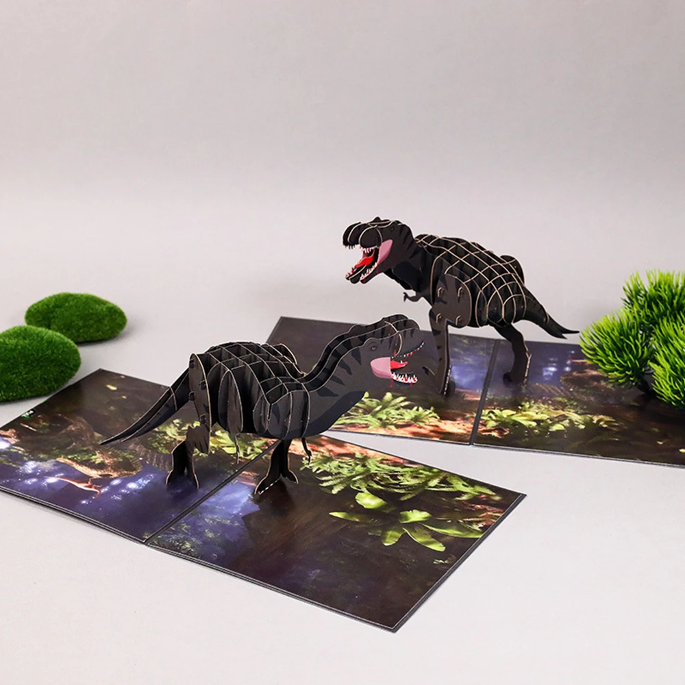Creative Dinosaur 3D Greeting Card Children's Birthday Animal Greeting Card Blessing Message Postcard Invitation Letter