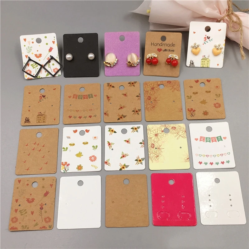 50 stücke 5x4 cm Kraft Papier Ohr Bolzen Ohrring Display Karten Schmuck Hängen Halter Für Schmuck Verkauf Kleine Unternehmen verpackung – Detail 2