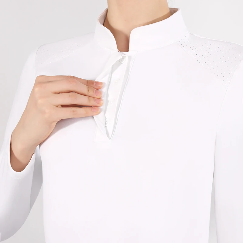 MXLLINA White Horse Riding T-Shirts Woman Clothes Racing Show Blouse Sports Long Sleeve Top Lady Competition Equestrian Shirt 4