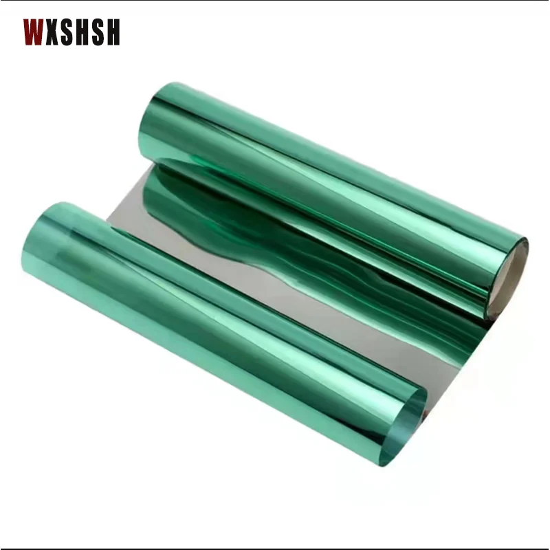 Glass Film Stained Self-Adhesive Removable Privacy Protection Sun-Blocking One-Way-Mirror Window Film 90cm Width Green Silver