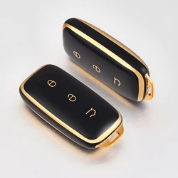 Premium Key Case Cover with Buckle - Luxurious Gift (Black gold)