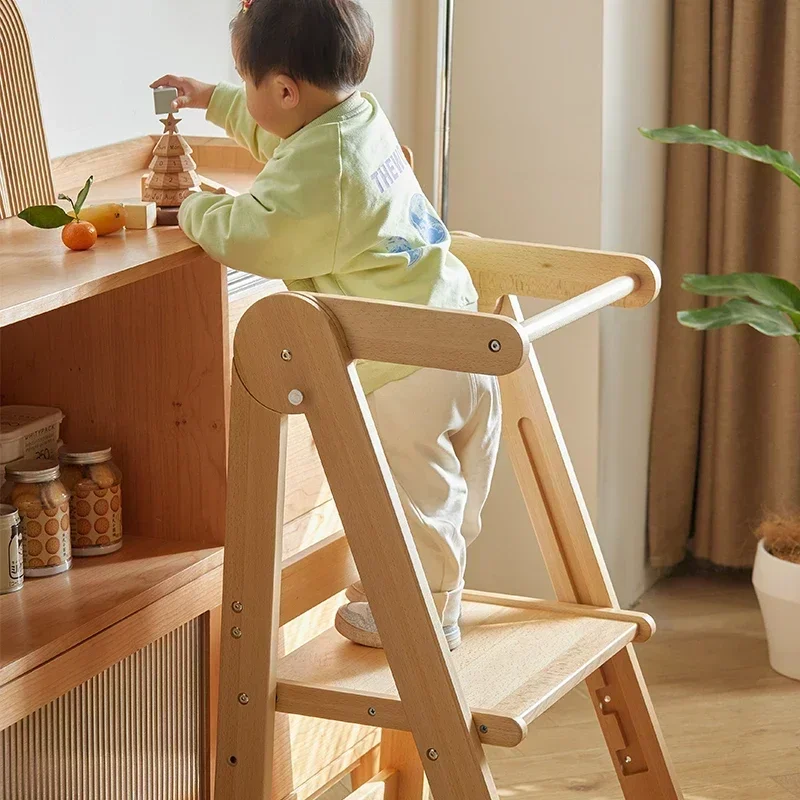 Luxury Portable Folding Footrest Solid Wood Living Room Chairs Children's Footstool Baby Standing Stool Mobile Home Furniture