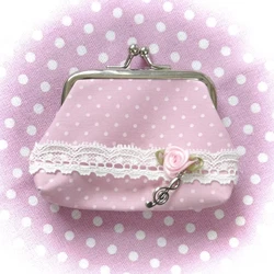 Charming Vintage - Inspired Y2K Lace Coin Purse with Rose Details and Hanging Pendant (Pink)