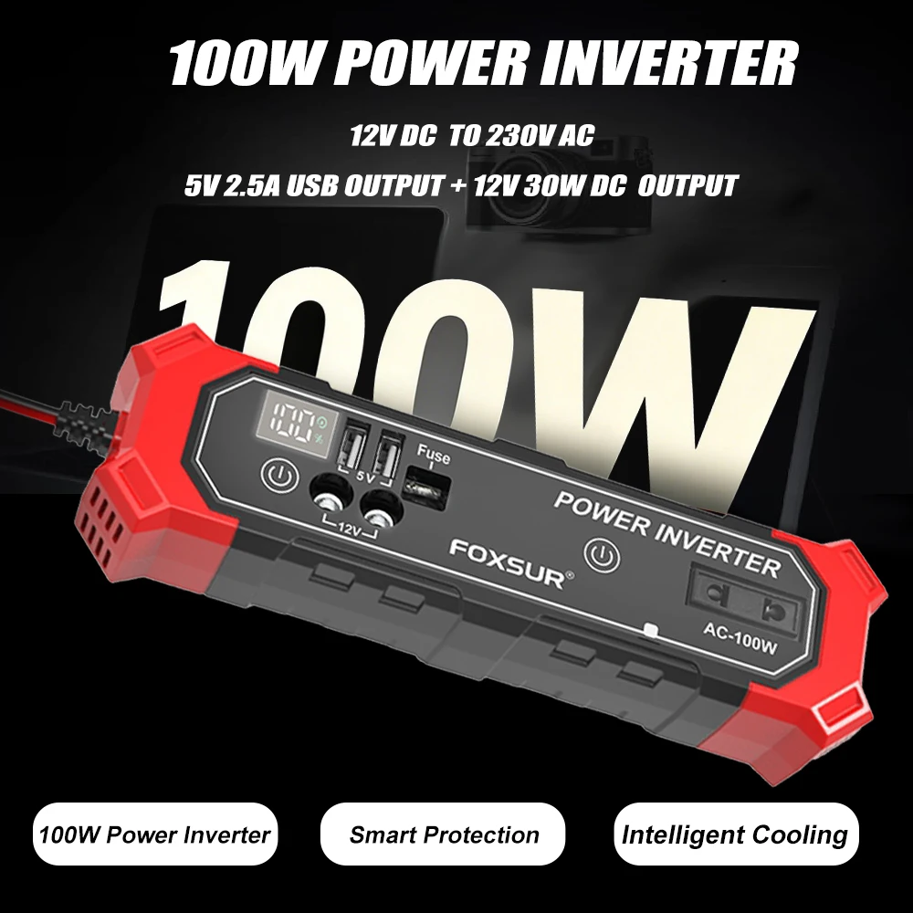 Convertitore di potenza per auto da 12V CC a 230V CA con USB, morsetti per batteria e interfaccia accendisigari - immagine 2