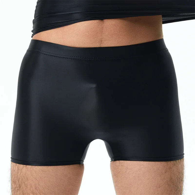 Men's Transparent Glossy Boxers with U Convex Pouch
