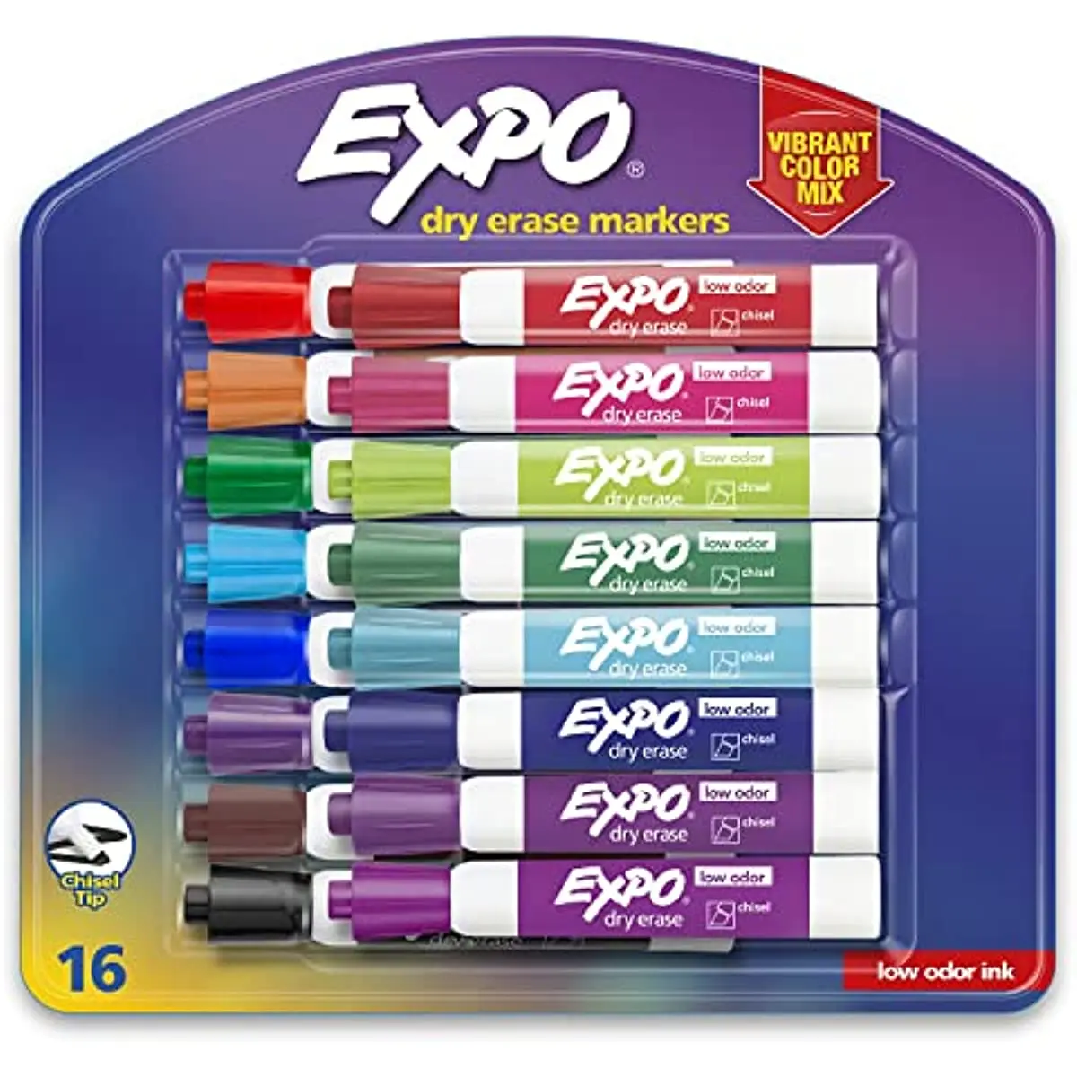 16colors Expo Lowodor Dry Erase Markers Set Chisel Tip Vibrant Colors
