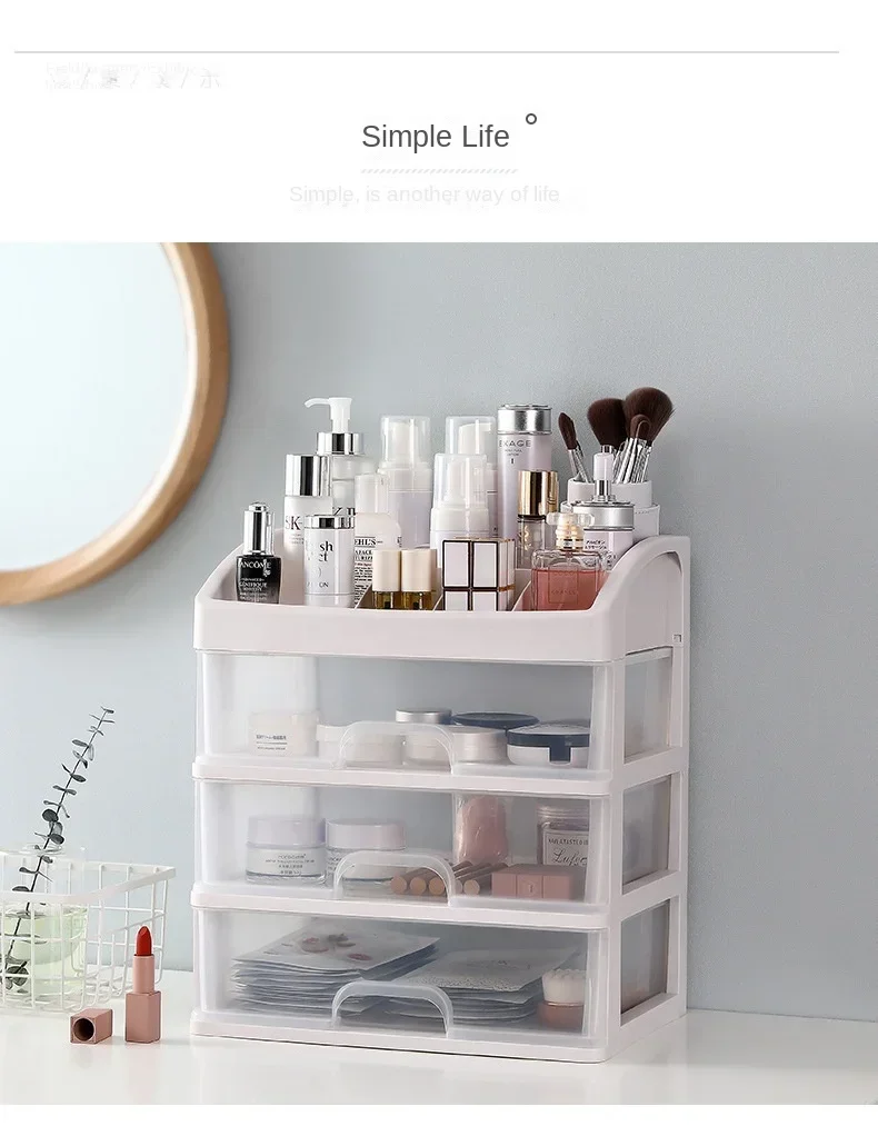 Description Picture 5 of itemDesktop drawer-type cosmetics storage box jewelry dressing table rack transparent finishing plastic storage rack bedroom