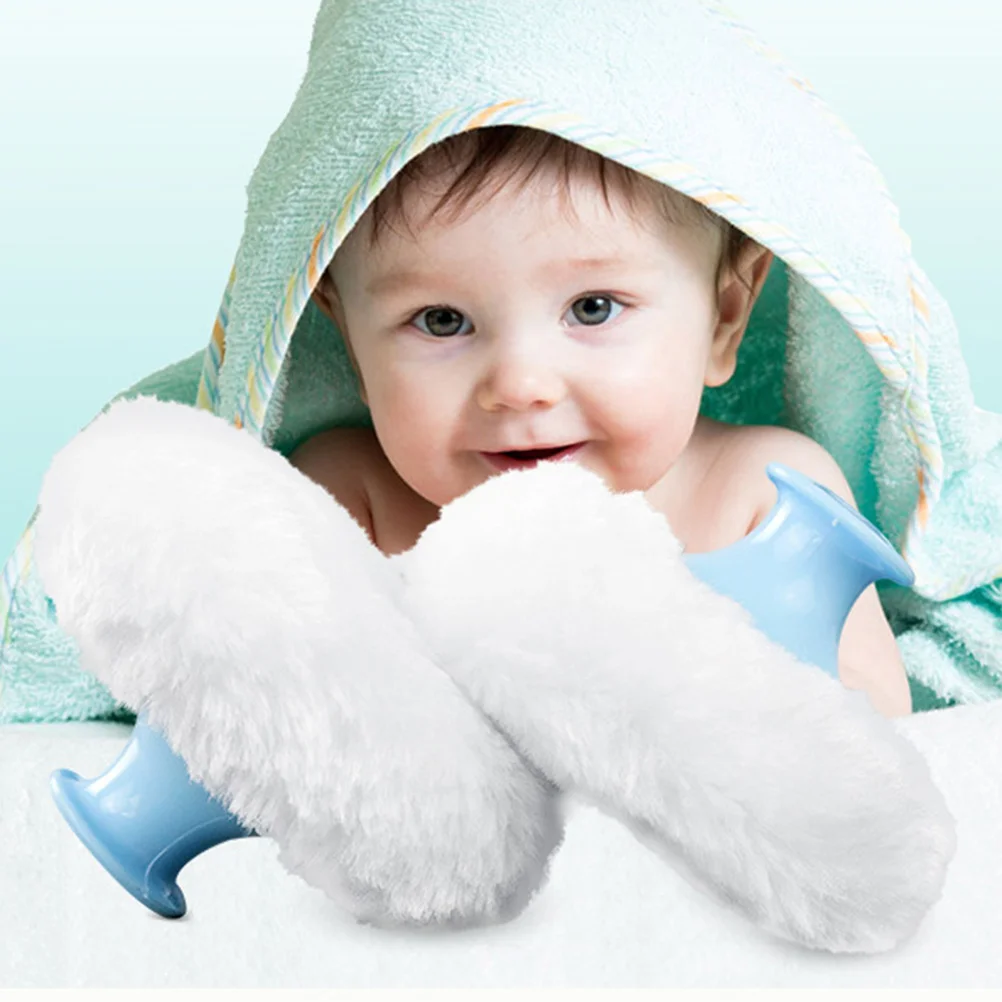 

4PCS Baby Talcum Powder Puff Baby Body Powder Puff with Short Handle (Blue and Pink for Each 2pcs)