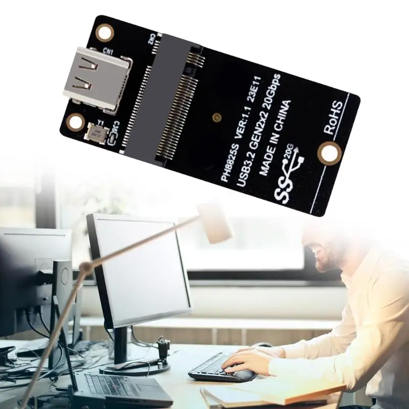 P9JB M.2 to Type C Solid Disk Adapter Board with ASM2364 Controller Up to 20Gbp Type C Risers Board Converters for NVME Drive