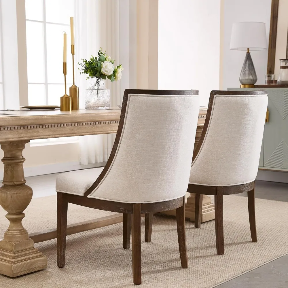 Modern Farmhouse Dining Chairs Set of 6 Upholstered Dining Room Chairs with Curved High Back for Kitchen Restaurant Cafe Home 5