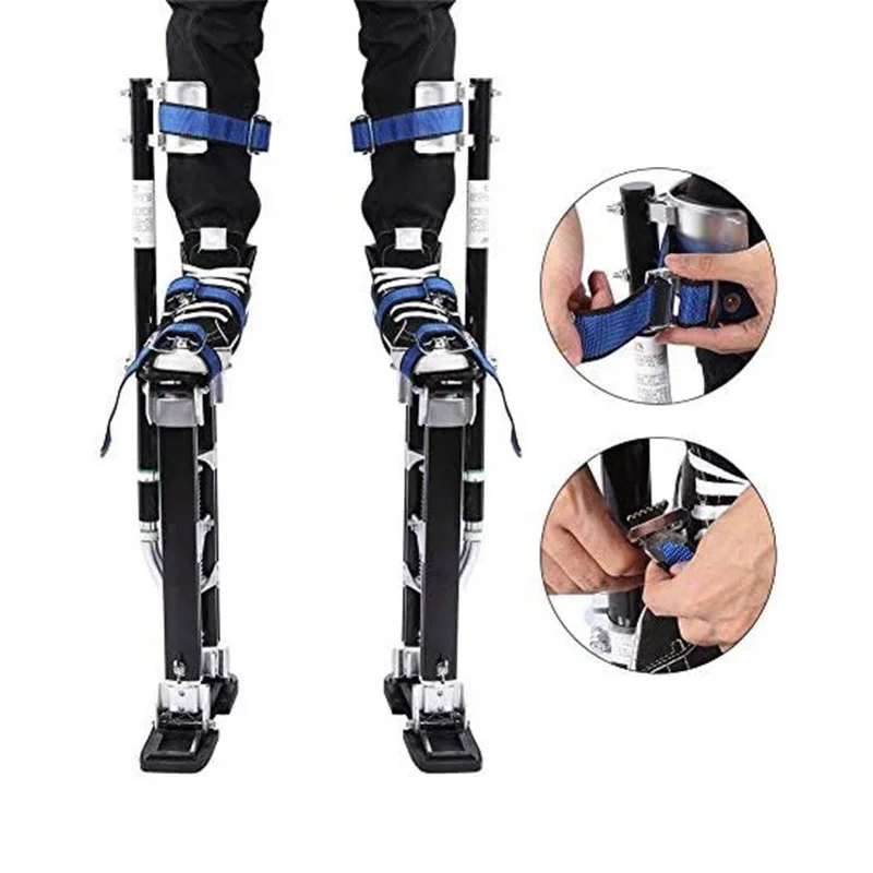 2-Pack 122-153CM Adjustable Aluminum Tool Stilts with Protective Knee Pads Non-Slip Work Stilts Climbing Pedal for Home
