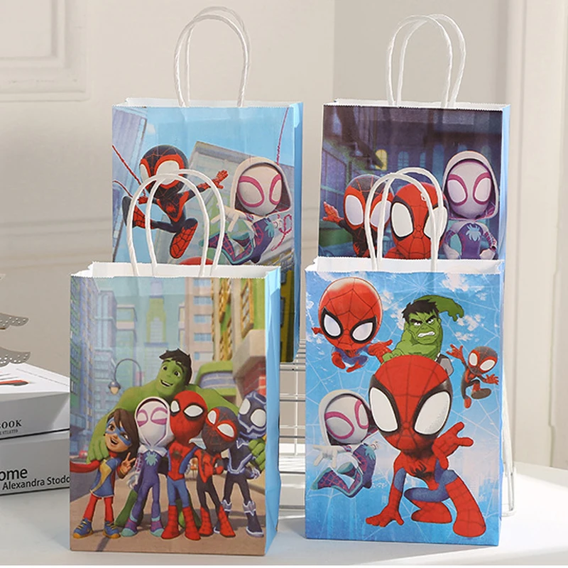 

12PCS Cartoon Craft Paper Gift Bag Packaging Bag for Kids Birthday Party Decorations Baby Shower Party Supplies TC255A