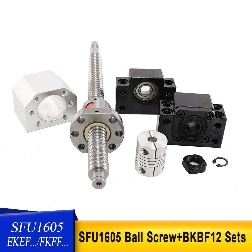 

Free shipping SFU1605 rolled ball screw with end machined+ ballnut+nut housing+BK12 BF12 EK12 EF12 FK12 FF12 support+coupler
