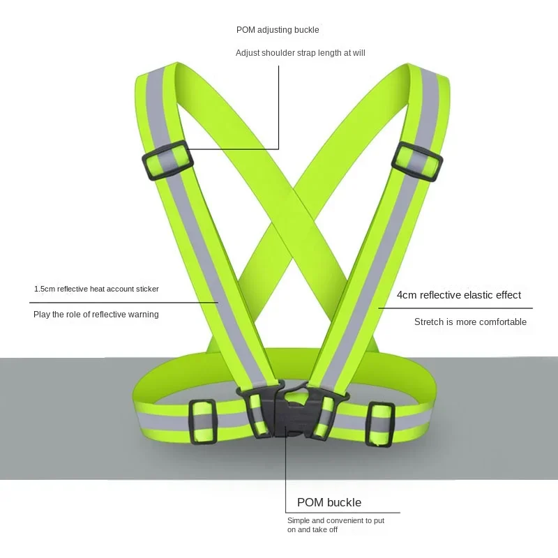 4X1.5CM Car Motorcycle Reflective Elastic Vest Night Running Cycling Reflective-Cloth Adjustable Safety-Vest Riding Equipment