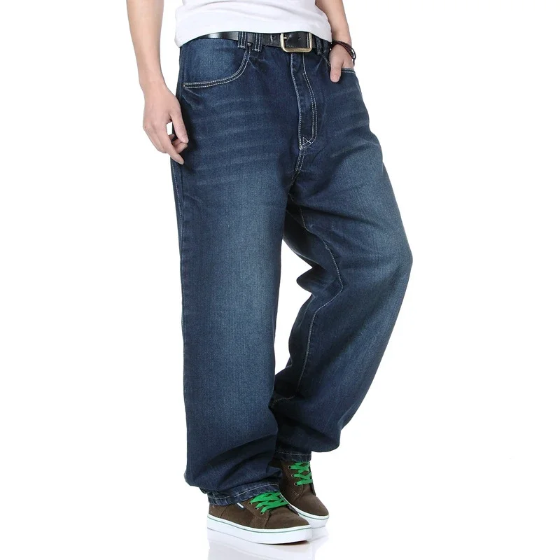 Schinteon Men Demin Pants Baggy Loose Casual Hip Hop Skateboard Streetwear Big Size 46 48 Straight Embroidery Trousers 3