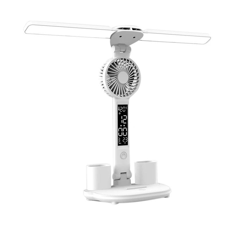 

Rechargeable Table Lamp For Study Led Table Light With Fan, Led Clock Dispaly Reading Lamp