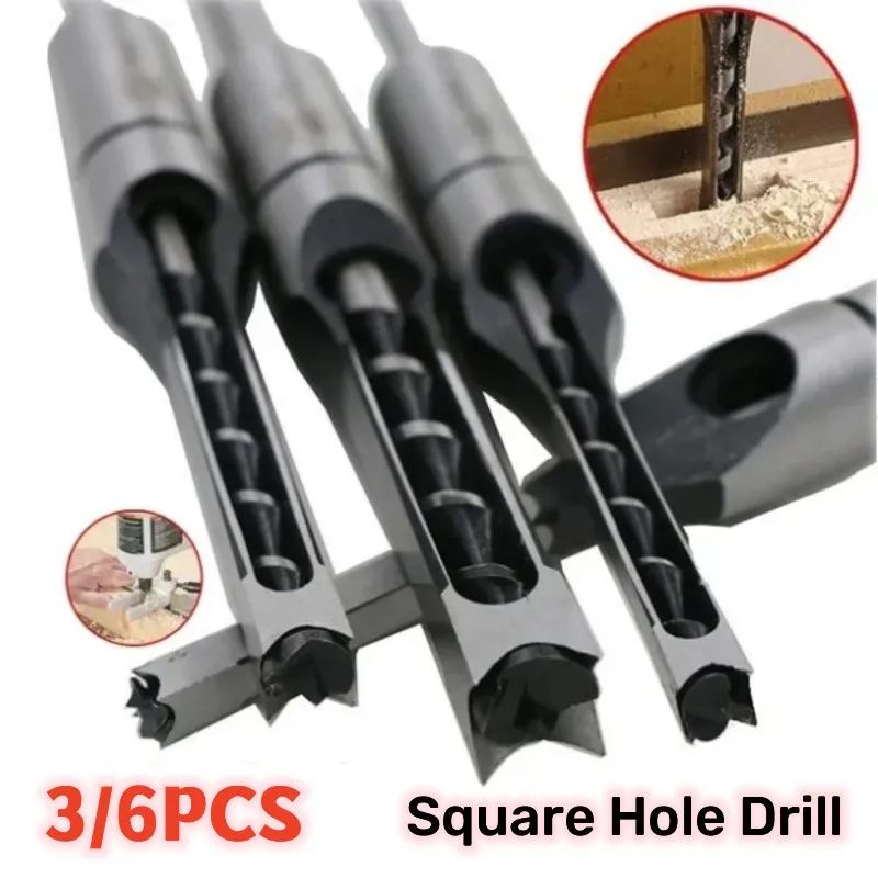 

6/8/12.5mm HSS Square Hole Drill Bit Auger Bit Steel Mortising Drilling Craving DIY Furniture Square Drill Bit Woodworking Tools