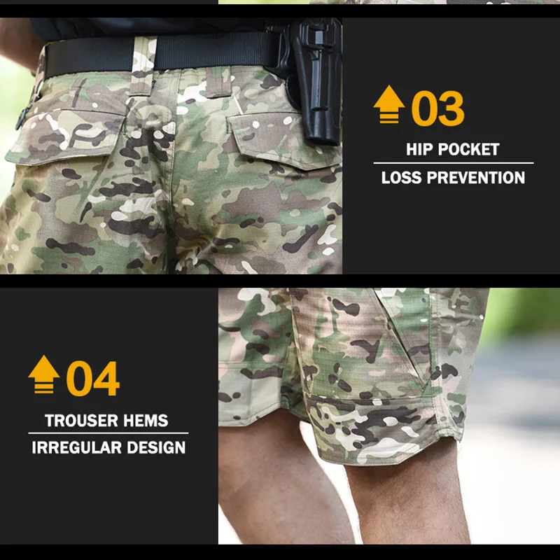 TopFight Tactical Shorts Men's Summer Outdoor Casual Commuting Breathable Multi Pocket Work Suit Camouflage Pants