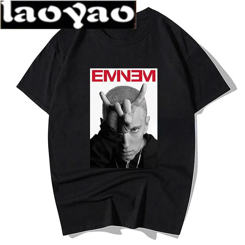 

Футболка в стиле хип-хоп, рэп Эминема, модная футболка унисекс с коротким рукавом, винтажные повседневные футболки с круглым вырезом, уличная одежда в японском стиле Харадзюку