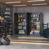Metal Storage Cabinets 72” Black Garage Steel Storage Cabinet with Doors and Shelves, Metal Tool Cabinet, Steel File Cabinet . 2
