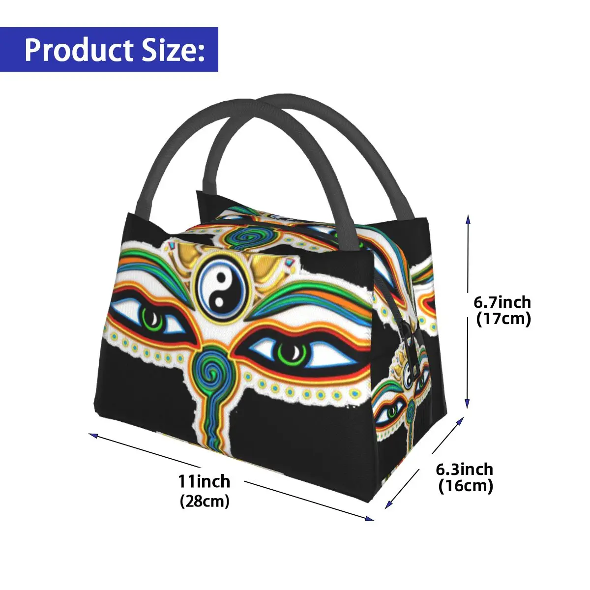 Buddha Eyes Yin Yang Lotus Flower Symbol Wisdom And Enlightenment Portable insulation bag for Cooler Food Office Pinic Container