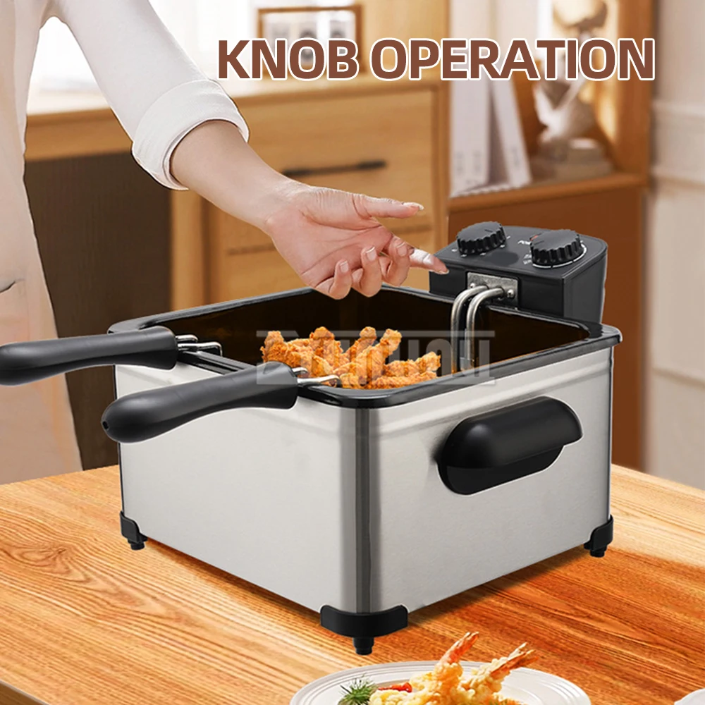 5L Electric Deep Fryer Commercial Electric Fryer Multifunction Chicken Fried Oven High-Temperature Frying Pan