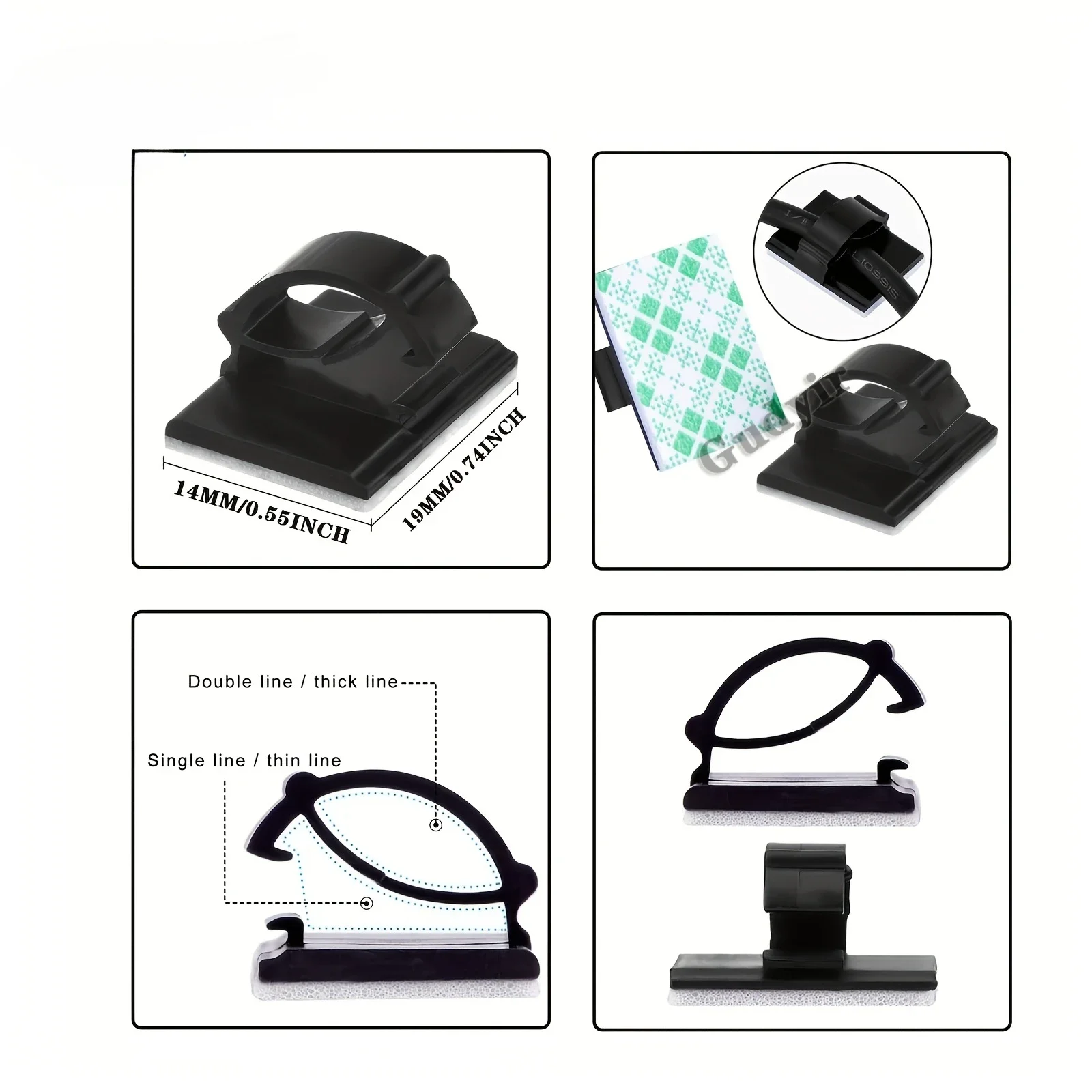 Cable Clip 50pcs Adhesive Wire Management Holder Clamps Car Office Home