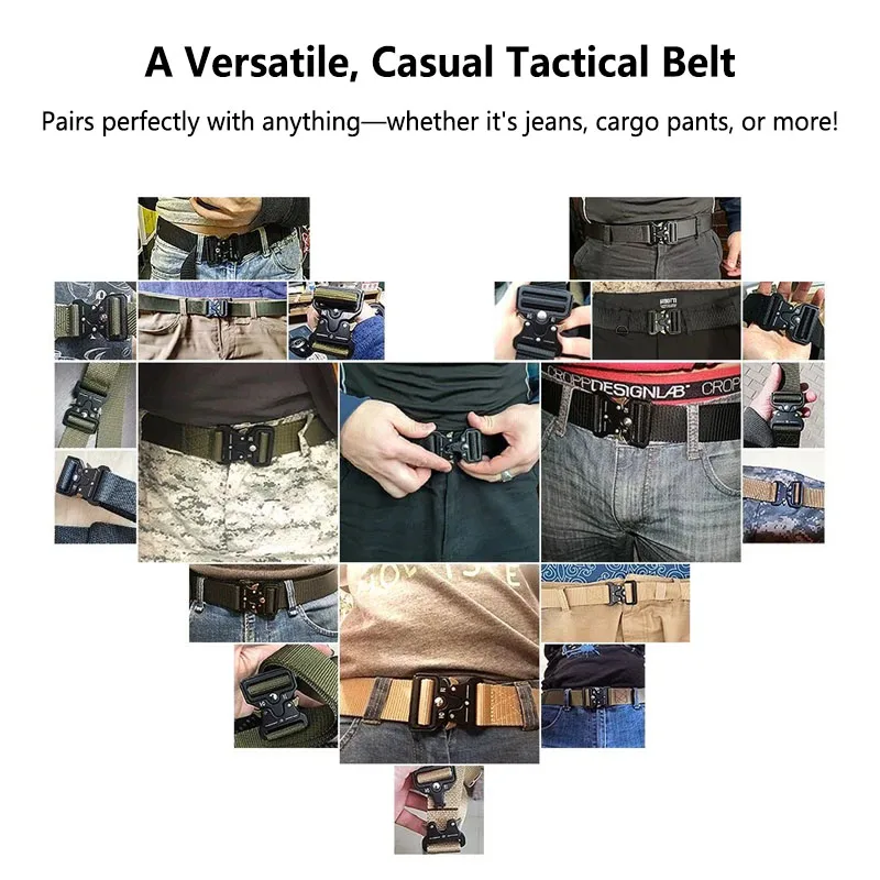 Men's Tactical Canvas Belt with Alloy Buckle
