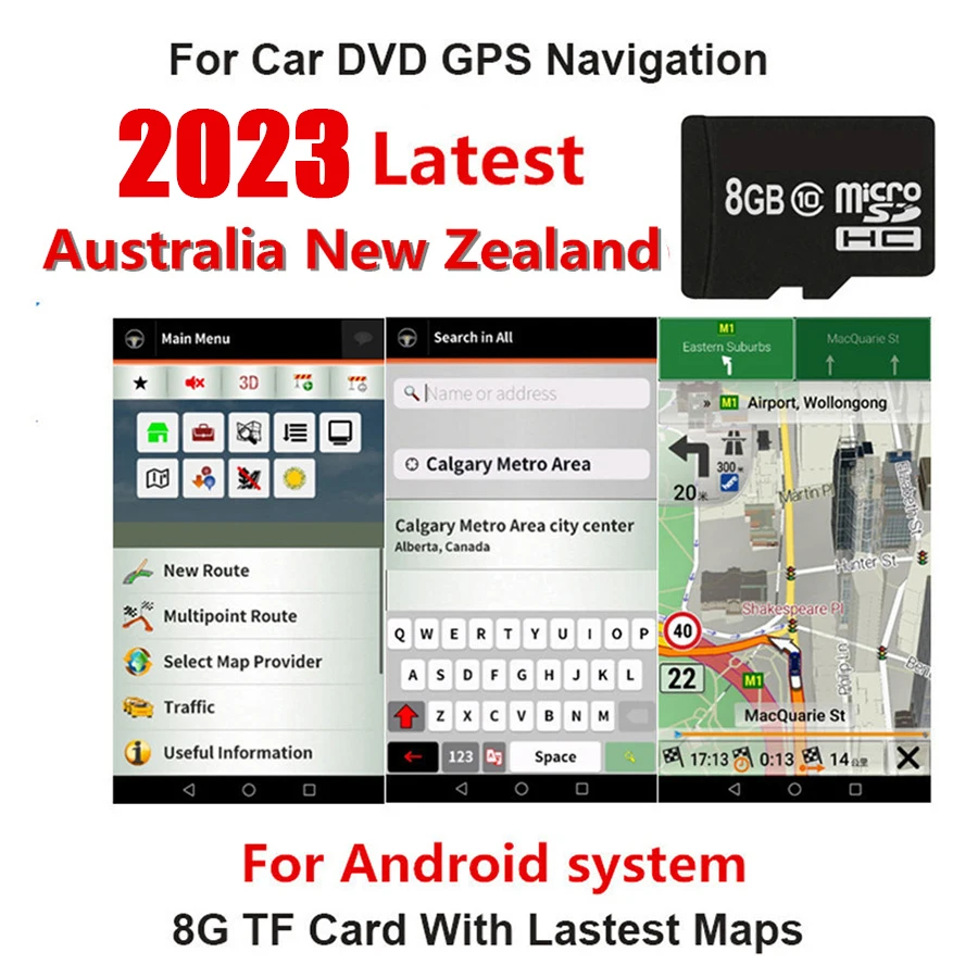 

Fit for Android System Car Auto GPS Navigation 8GB Micro SD Card for Australia New Zealand Map