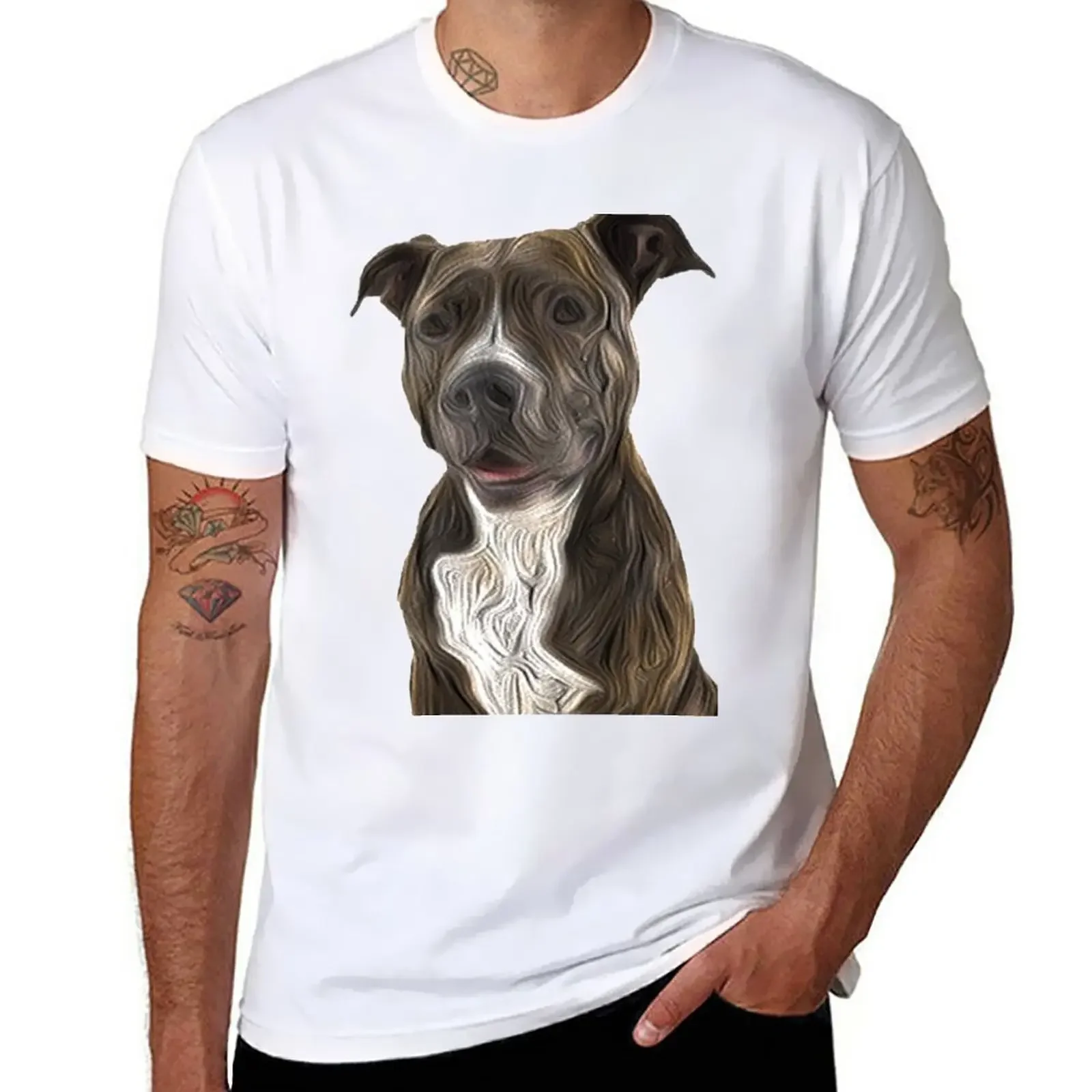 

Pit Bull Terrier Oil Painting Style T-Shirt summer top tees shirts graphic tees tshirts for men