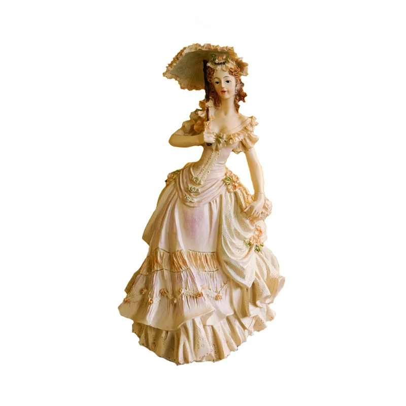 

Women's French Style Sun Umbrella Decoration Artistic Resin Girl Statue Vintage Ornament Sculpture with Beauty Characters