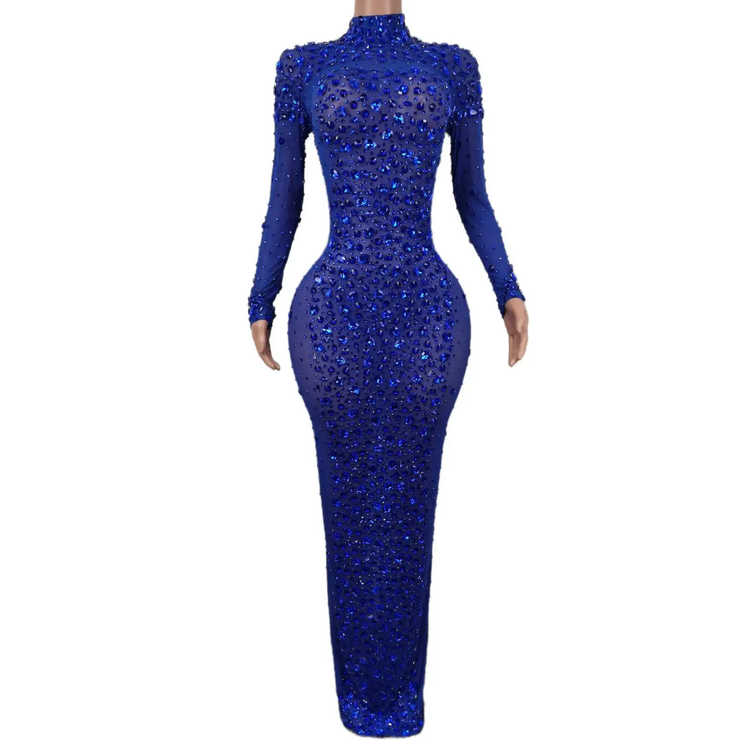 

Luxurious Women's Clothing Partition Sequin Dress Sexy Stage Shining Rhinestone Evening Dress Photo Shoot Wear Cuixing