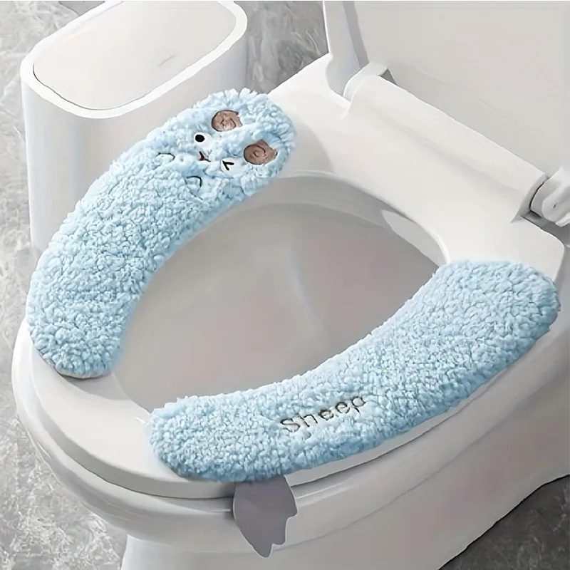 Cartoon Sheep Toilet Mat Seasonal Universal Adhesive Toilet Seat Cover Reusable Toilet Seat Cushion Bathroom Accessories 2