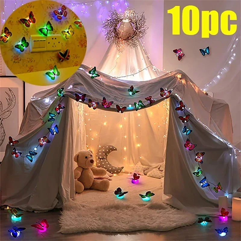 

Butterfly Night Lights Pasteable 3D Butterfly Wall Stickers Lamps 1/5PCS Home Decoration DIY Living Room Wall Sticker Lighting