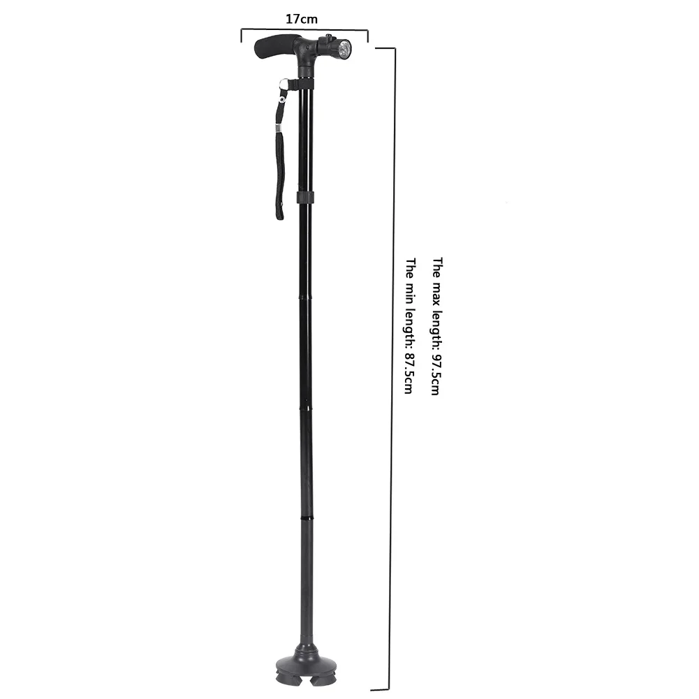 Telescopic Walking Stick Outdoor Hiking Trekking Poles Aluminum Alloy Metal Folding Cane Crutches Pole Shock Walking Stick