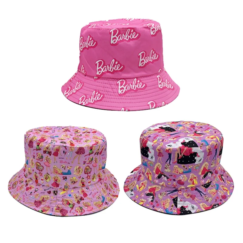 printing barbie fisherman hat pink Macaron letter Bucket cap Sunscreen summer beach women outdoors Casual accessories for girls