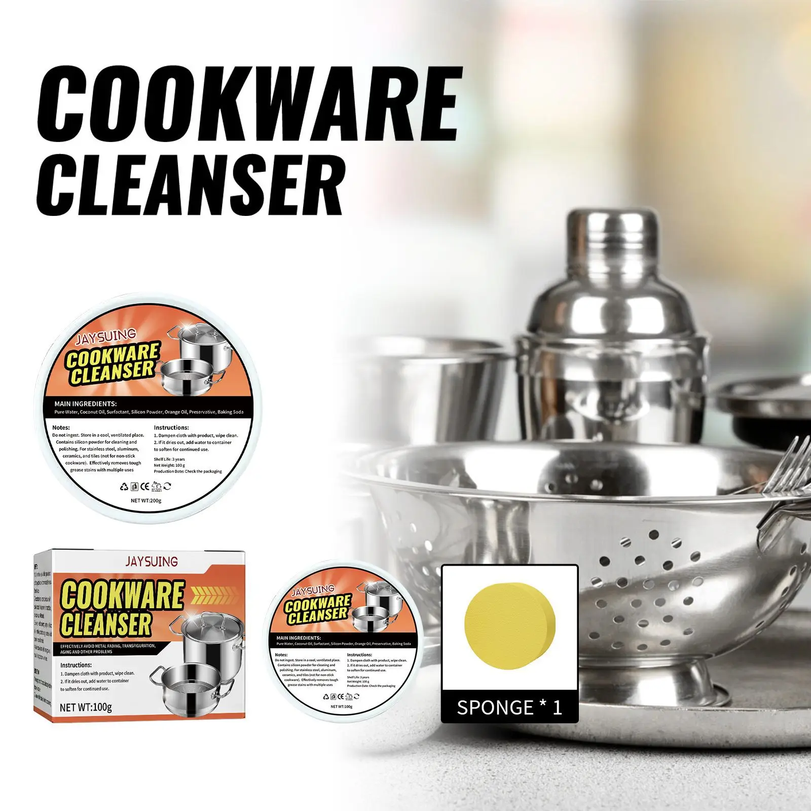 Stainless Steel Cleaning Paste Powerful Cookware Cleaner Rust Removal Washing Pot Bottom Scale Decontamination Kitchen Cleaner