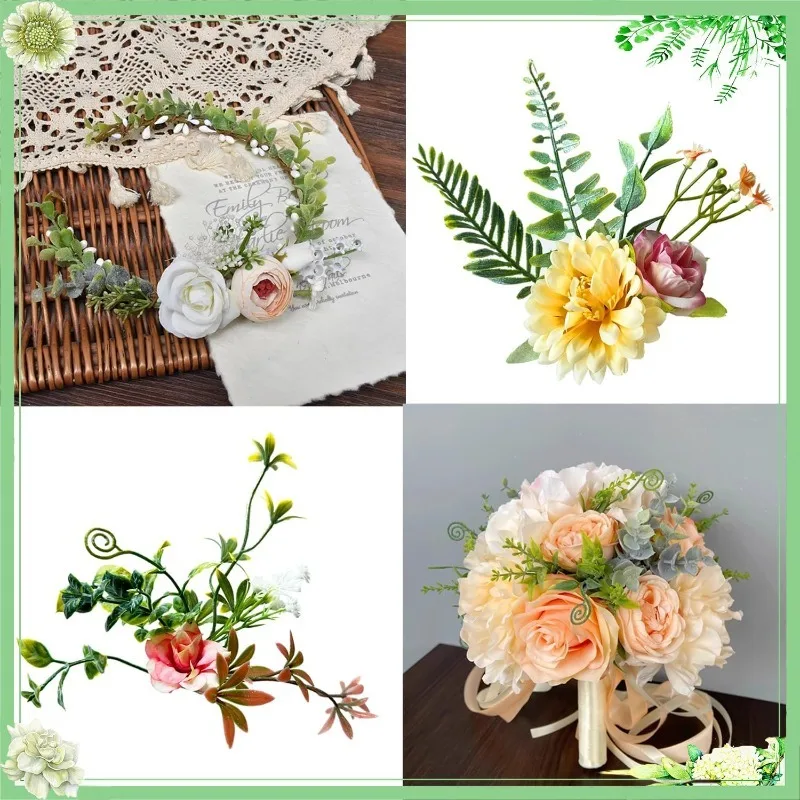 Green Artificial Leaf Garland for Home & Party Decor, DIY Crafts, and Festive Wreaths