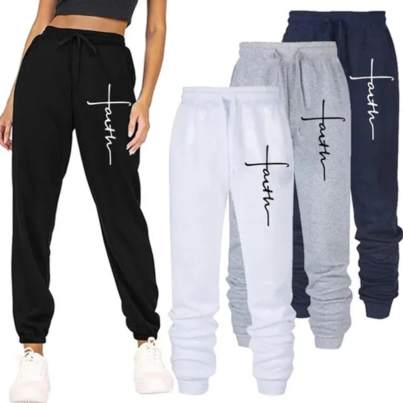 Letter Printed Sweatpants for Women High Quality Loose Cotton Long Pants Jogger Trousers Women Casual Fitness Jogging Pants fashion large size loose printed men s sportswear zipper hoodie trousers two piece leisure fitness jogging suit