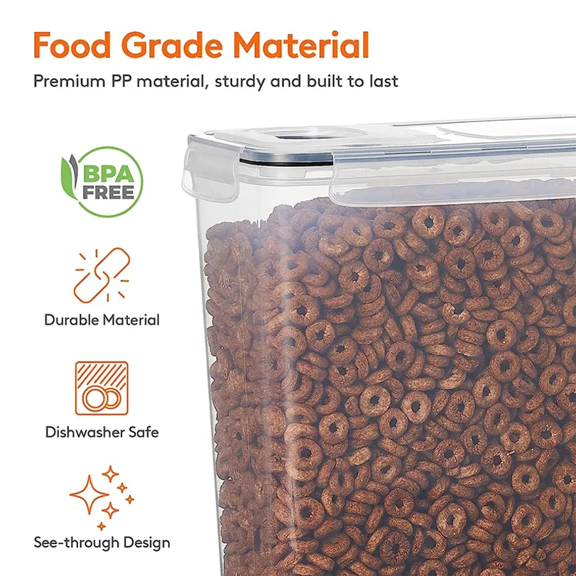 4L Cereal Storage Containers with Lids 1/2/4pcs Airtight Food Moistureproof Tank with Label Stickers Kitchen Organization Box 3