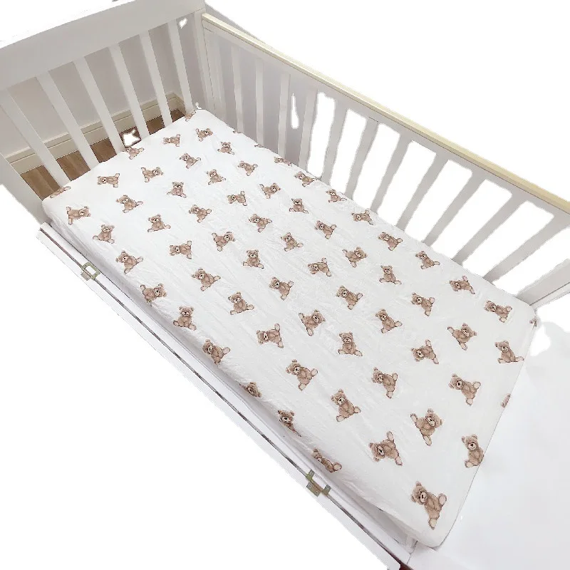 Cartoon Bear Baby Fitted Sheet For Newborns Cotton Soft Crib Bed Sheet For Children Mattress Cover Protector Kids Toddler Be